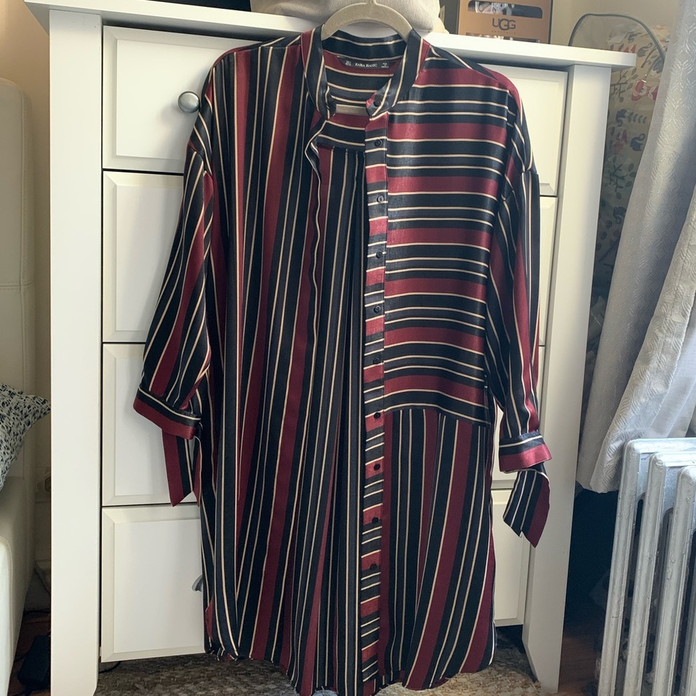 ZARA Satin Shirt Dress